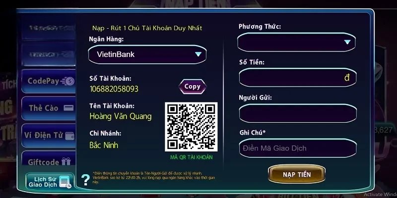 Cách nạp tiền 789Club